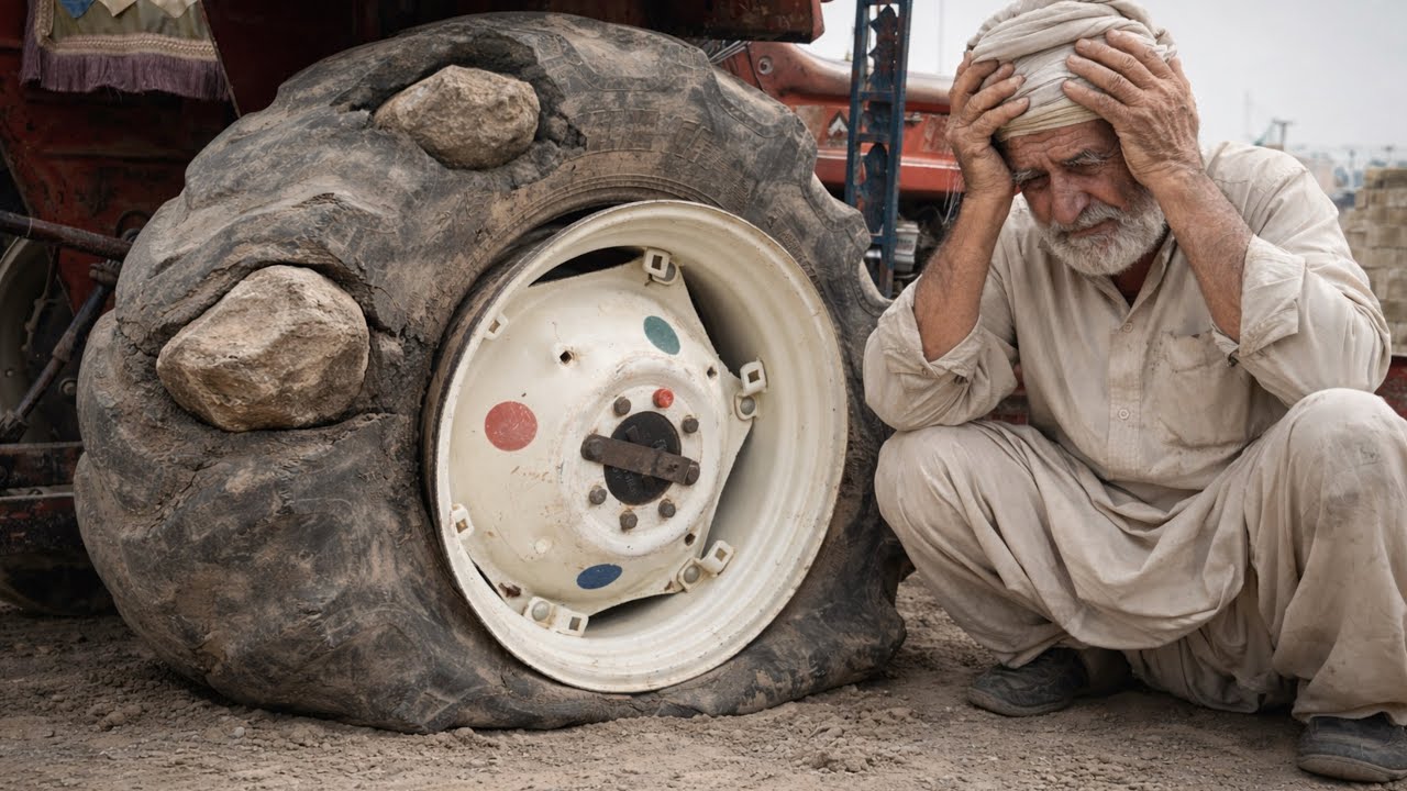 Unexpected Tractor Tire Burst! 😱 Caused by Hidden Stones | Repair & Reinstall