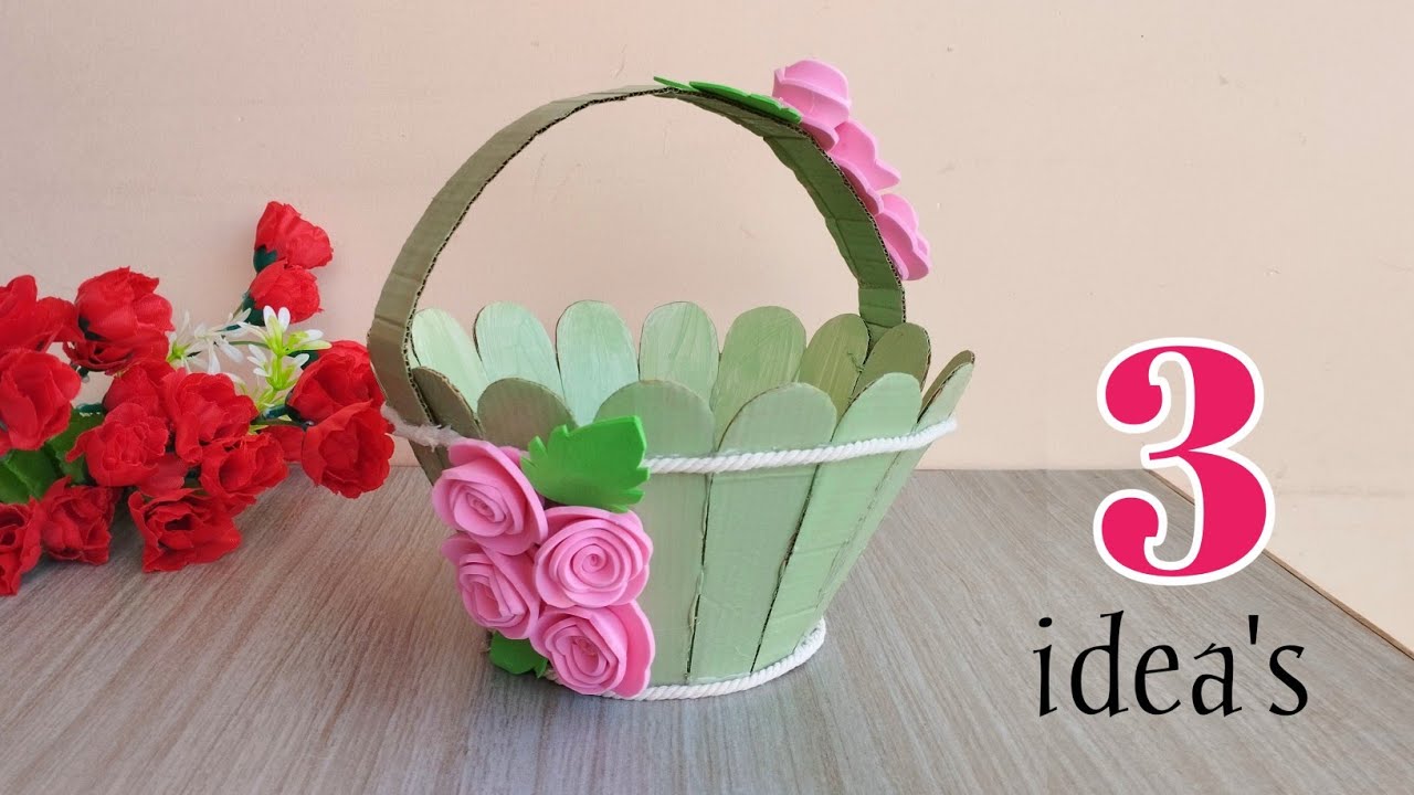 3 Amazing Basket DIY Idea's | Easy cardboard craft making Idea's |