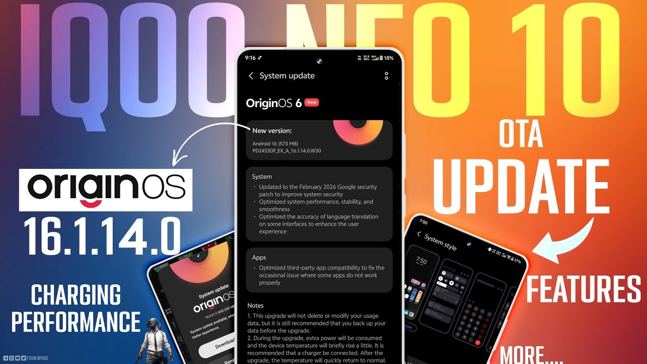 iQOO Neo 10 New OriginOS 6 February security patch with more improvement!! 