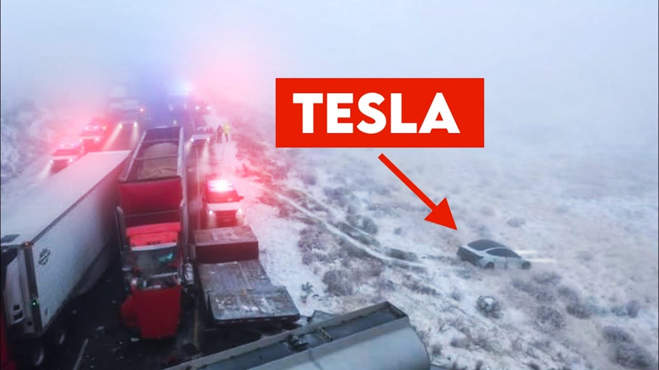 INSANE 30 CAR PILE-UP CRASH CAUGHT ON TESLACAM