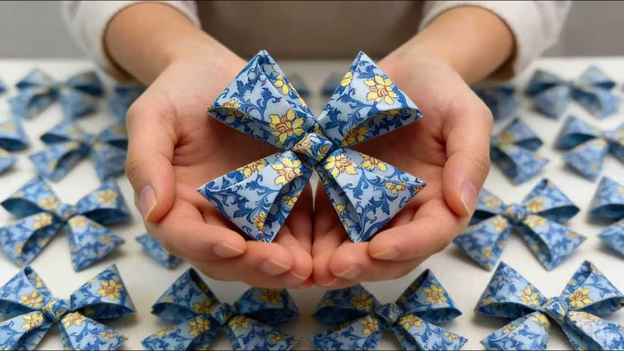 ASMR Paper Folding | No Talking - Fold Bows from Discarded Poker Cards | Relaxing Vintage Craft Time