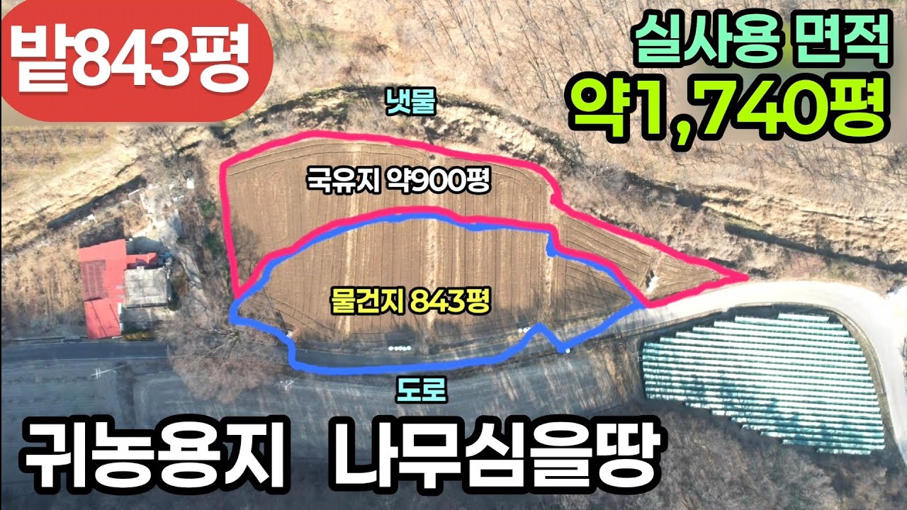 (756번)밭843평(실사용1,740평) 매매,9,200만원 귀농용지강추!! #보은부동산 #충북보은토지