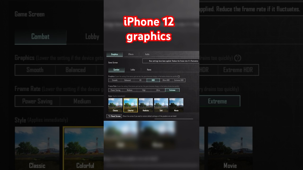 iPhone 12 bgmi graphics setting bgmi test pubg test #bgmi #pubg #appleiphone