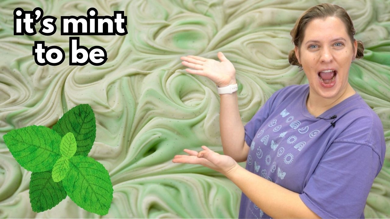 This soap was simply MINT to be 🌿 cold process soap making & cutting