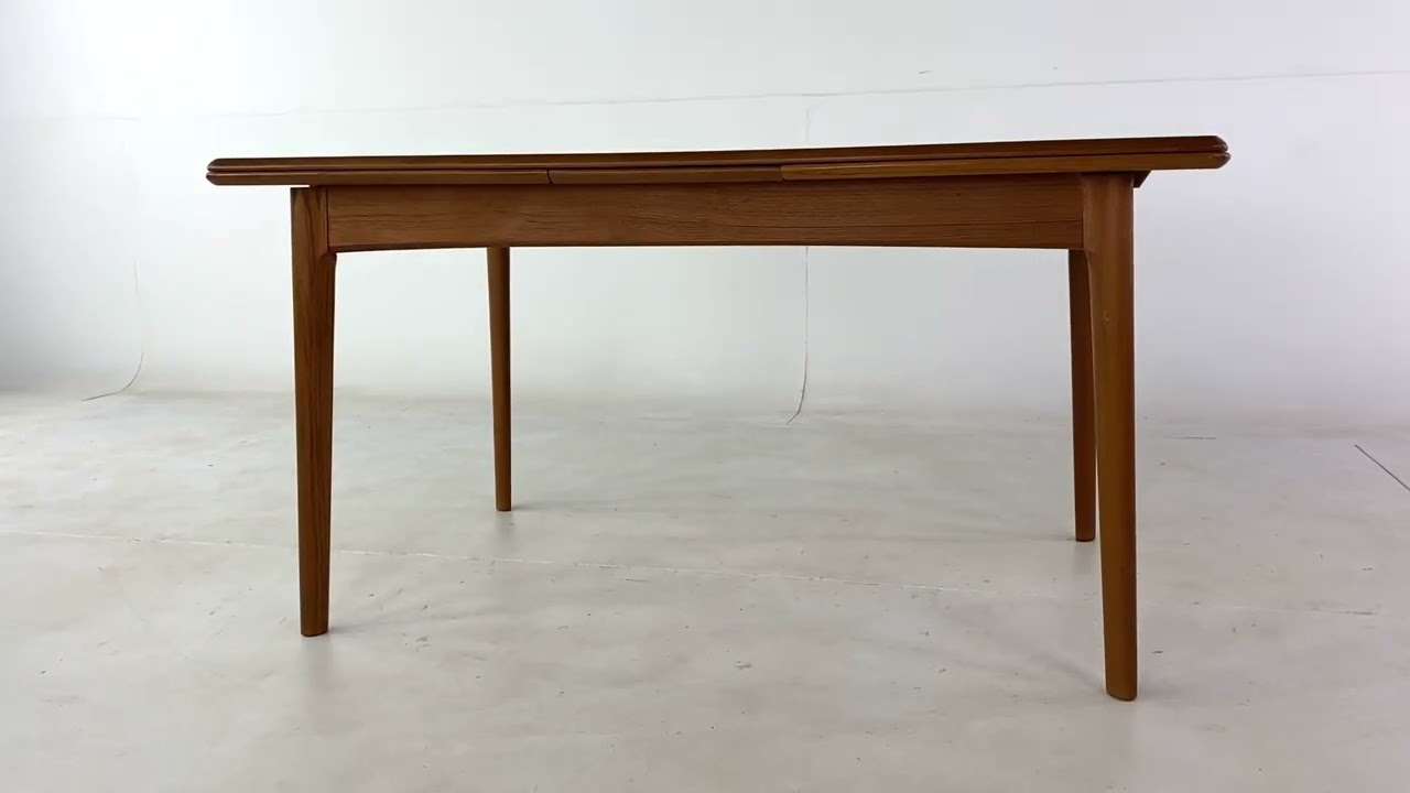 Arne Vodder Style Mid Century Danish Teak Hidden Leaf Dining Table