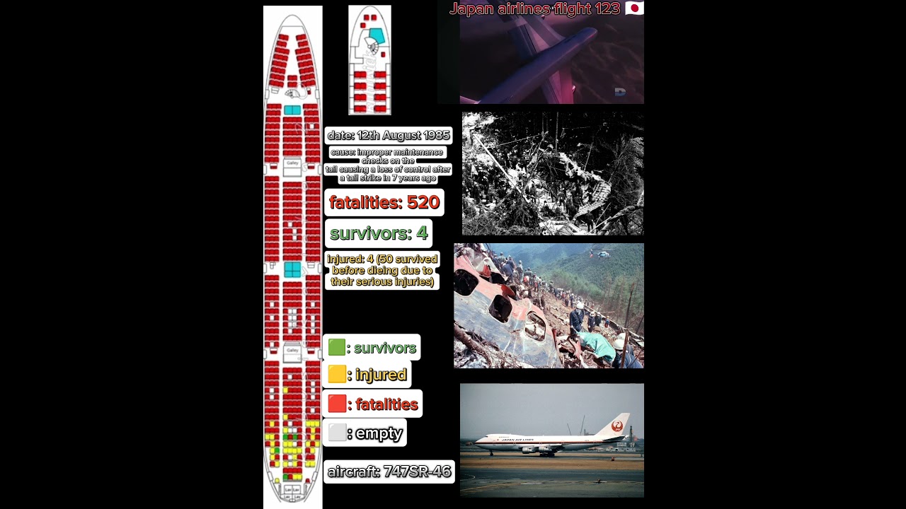 Japan airlines flight 123 seat map (sound to @Kubusiek_aviation2.0) #seatmap #planecrashes #shorts