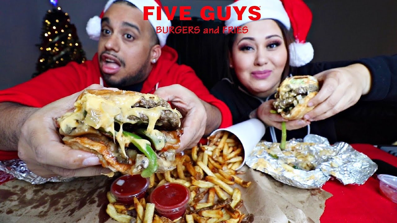 FIVE GUYS *TRIPLE* CHEESEBURGERS MUKBANG + WOULD YOU RATHER #DIRTY | FIVE GUYS SOCIAL EATING SHOW