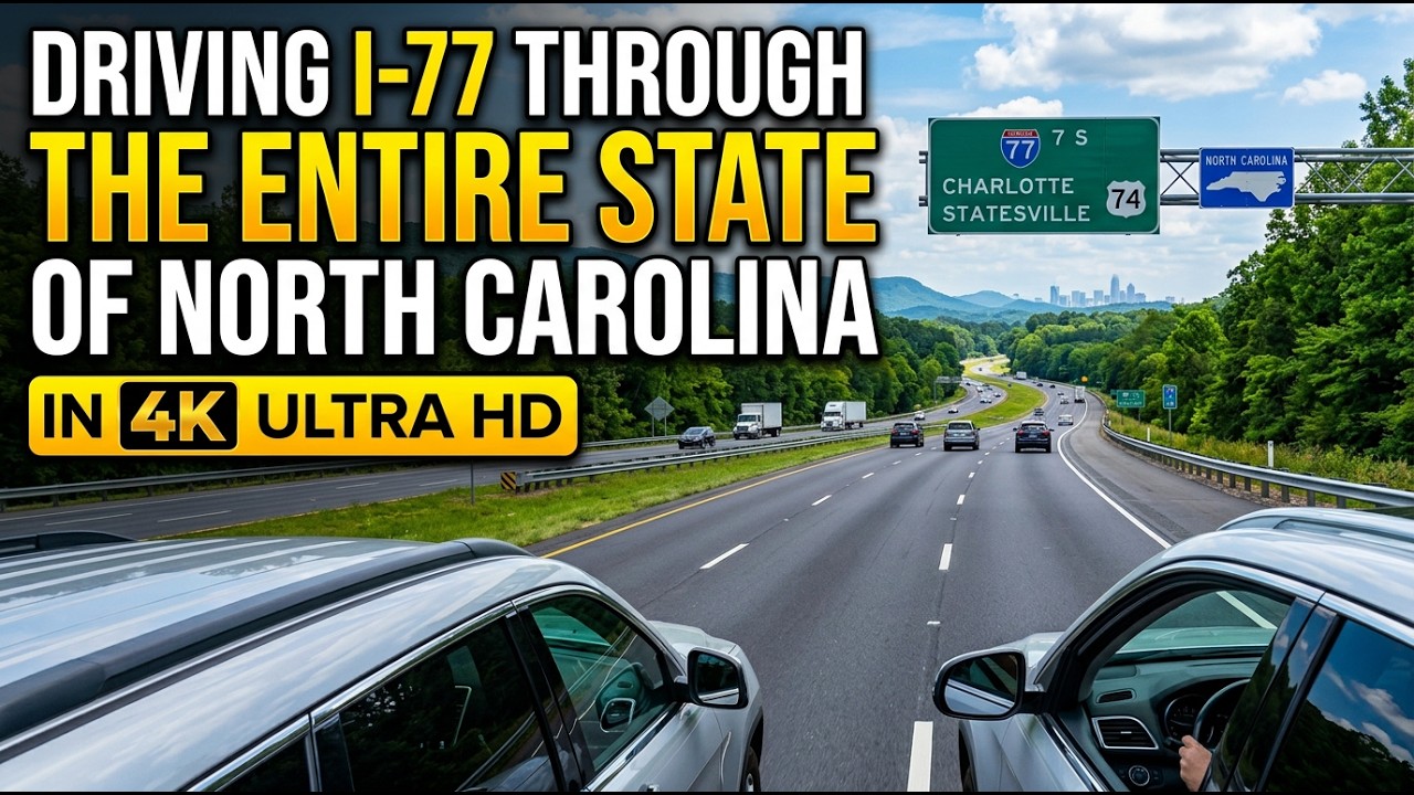 Driving on Interstate 77 through Entire State of North Carolina in 4k