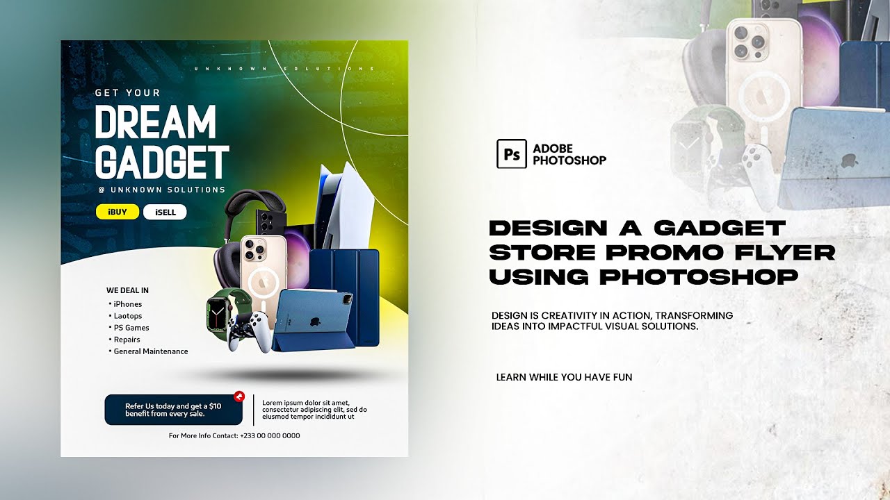 How to Design a Gadget Hub Flyer using Photoshop. Adobe Photoshop Tutorial, Flyer Design.