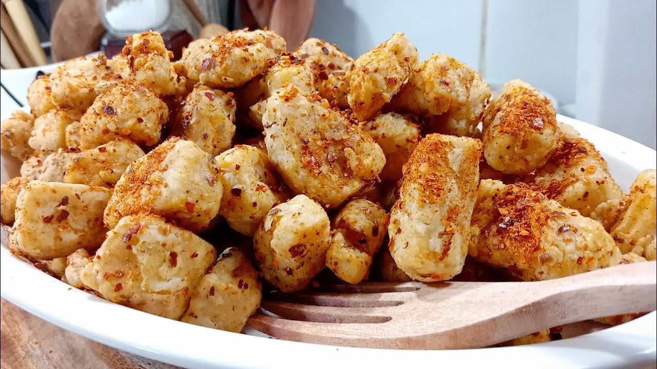 coba.....Tahu  Popcorn Pedass....enaknya ngalahin ayam....