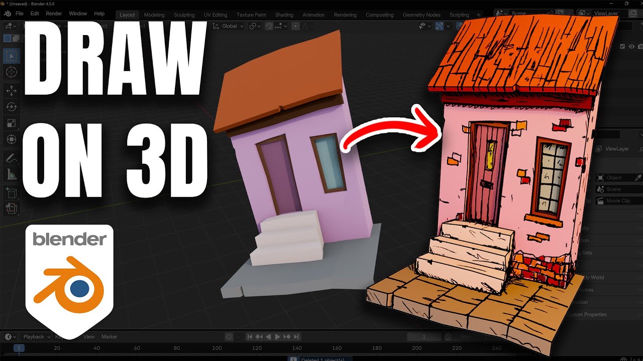 Рисование на 3D-объектах в Blender с помощью Grease Pencil (краткое руководство)