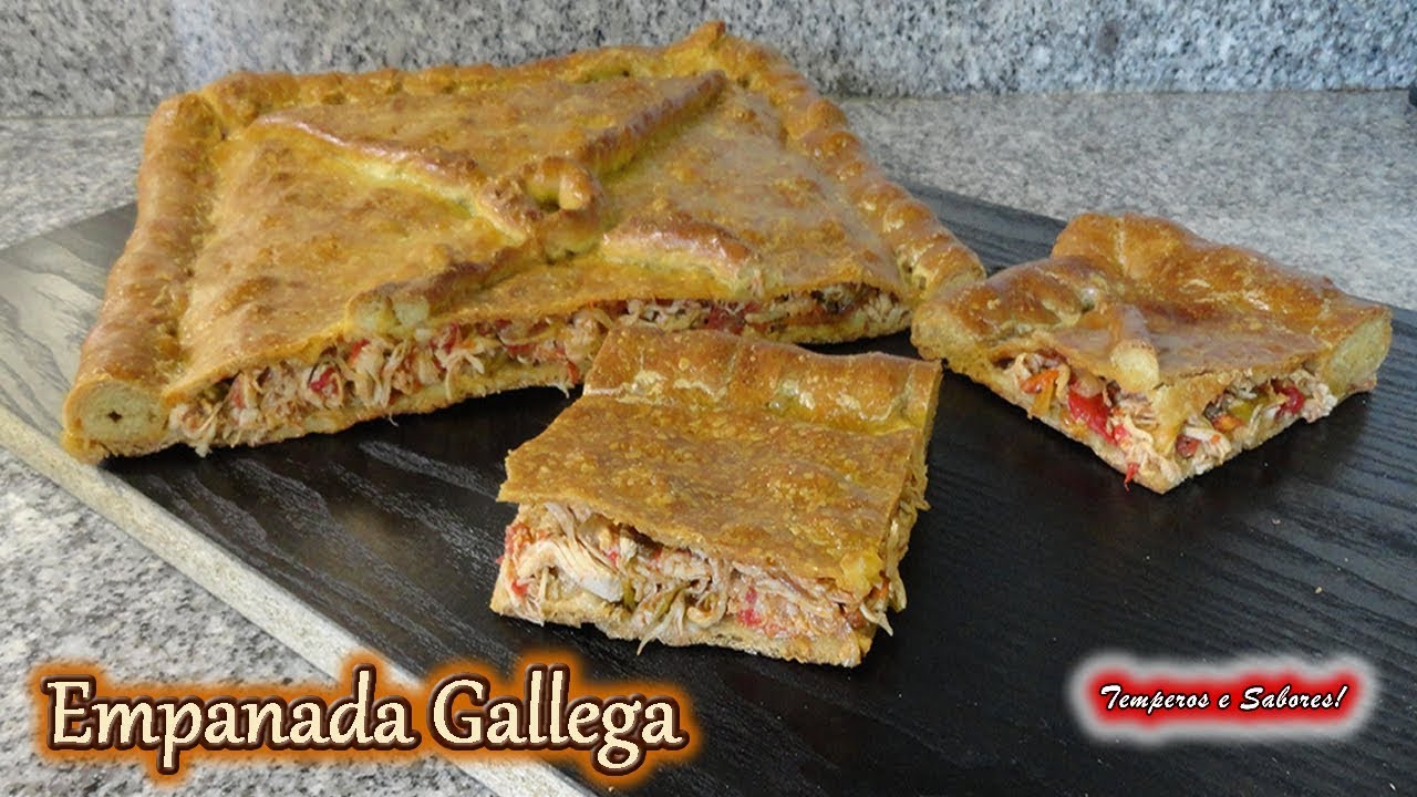 EMPANADA GALLEGA CON POLLO receta completa Relleno, Masa y preparación fácil