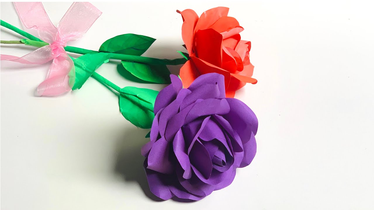 How To Make Realistic Rose 🌹 With Paper DIY