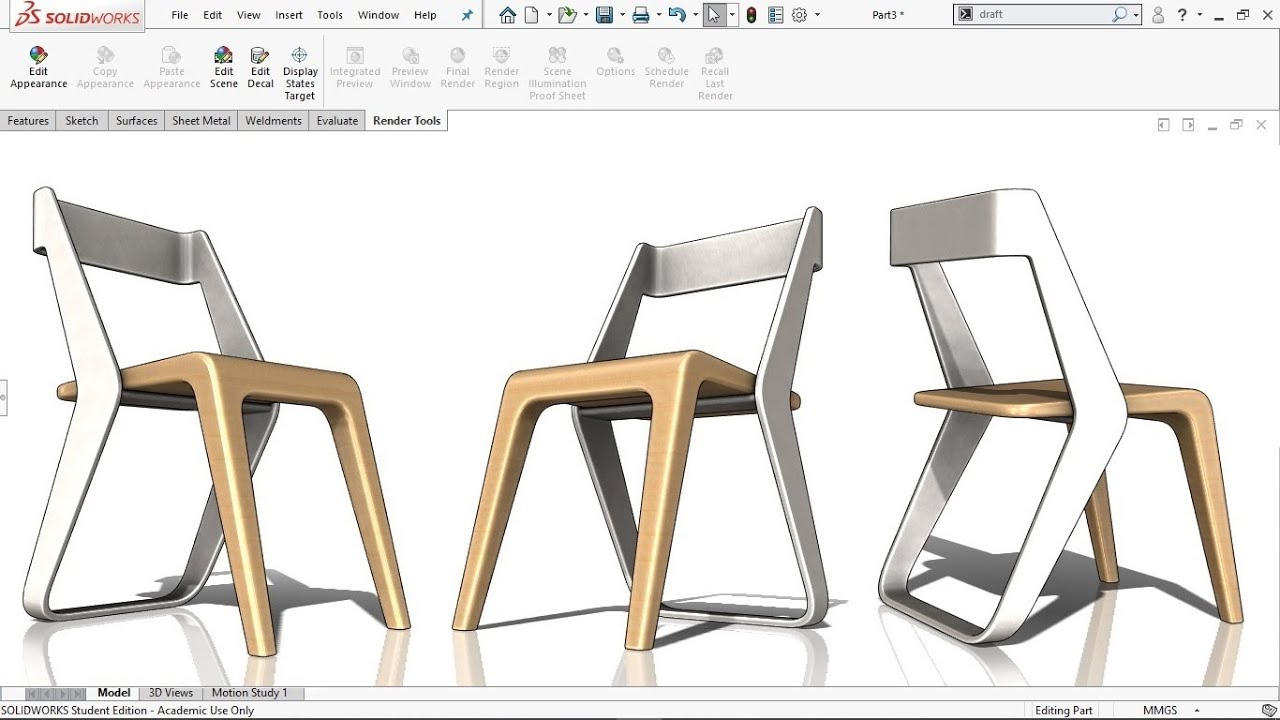 Exercise 45: How to make 'Modern Chair Design' in Solidworks 2018