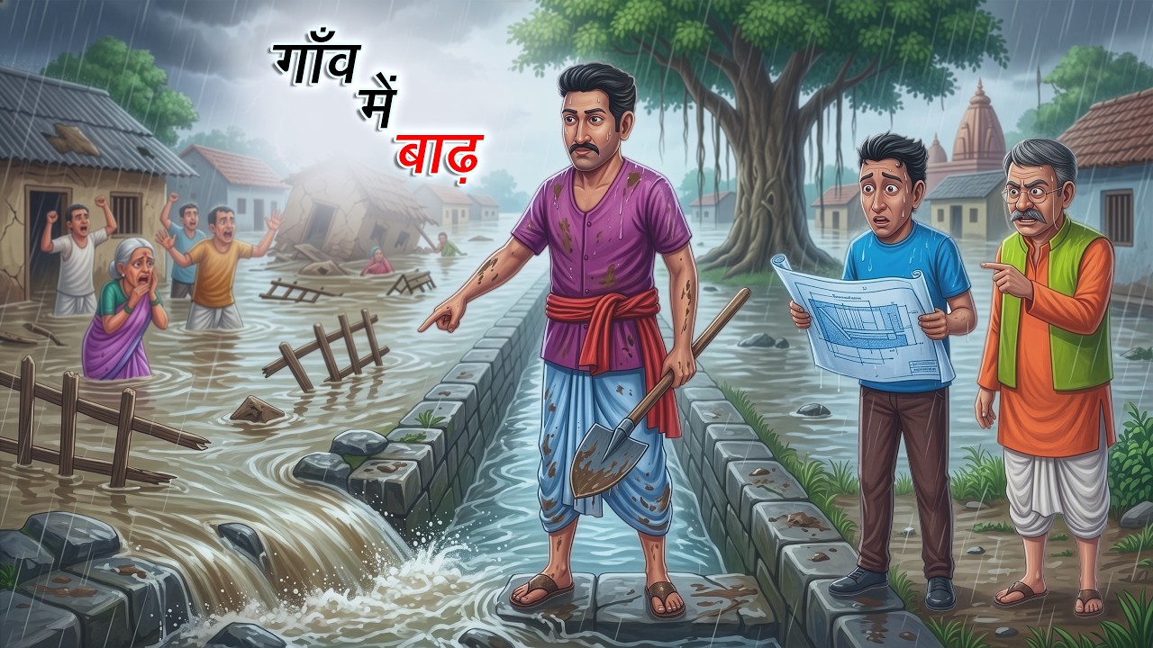 गाँव में बाढ़ | Gaon Mein Baadh | Hindi Kahaniya | Animated Stories