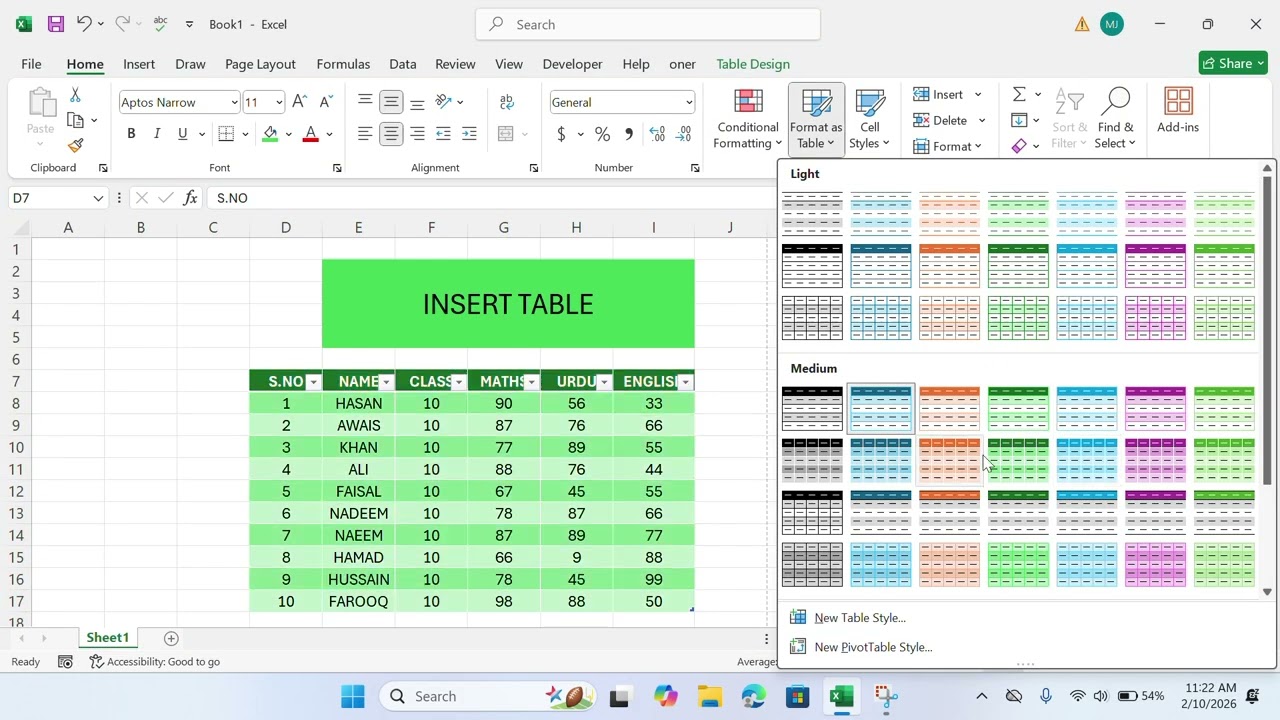 How to Insert Table In Ms Excel 