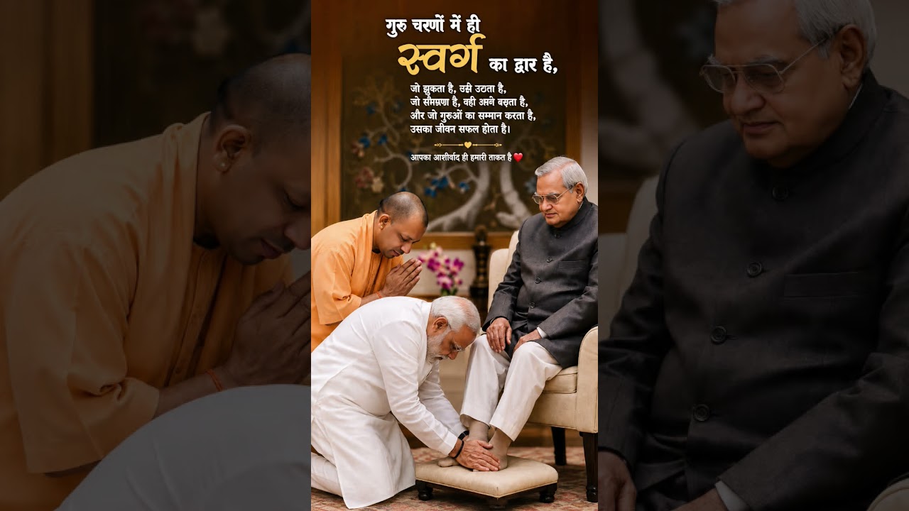 Narendra Modi Yogi Adityanath Atal Bihari Vajpayee Ji ka pair chute emotional #shorts #viral #modi