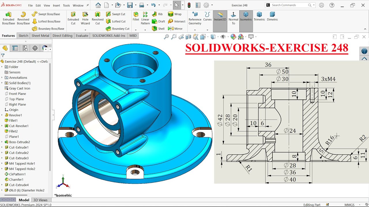 SolidWorks Tutorial For Beginners-Exercise 248