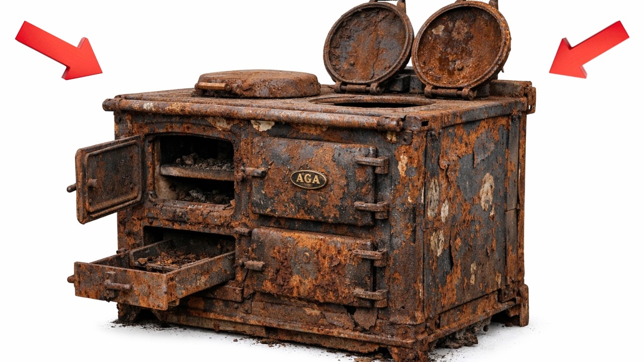 70Year Old Rusted Cooking Stove Restoration Abandoned Aga Deluxe Coal Stove1947 Brought Back to Life