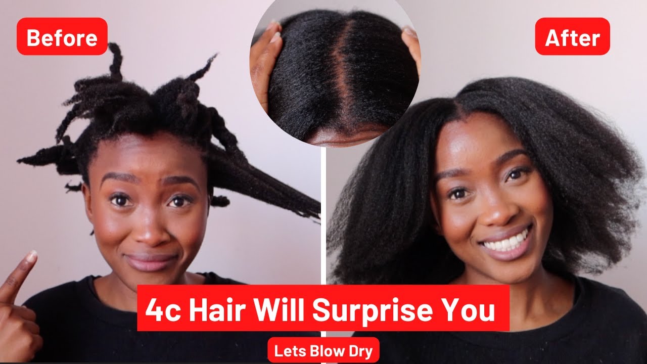How To Blow Dry 4c Hair| Heat Protectant| Minimal Breakage| Length check