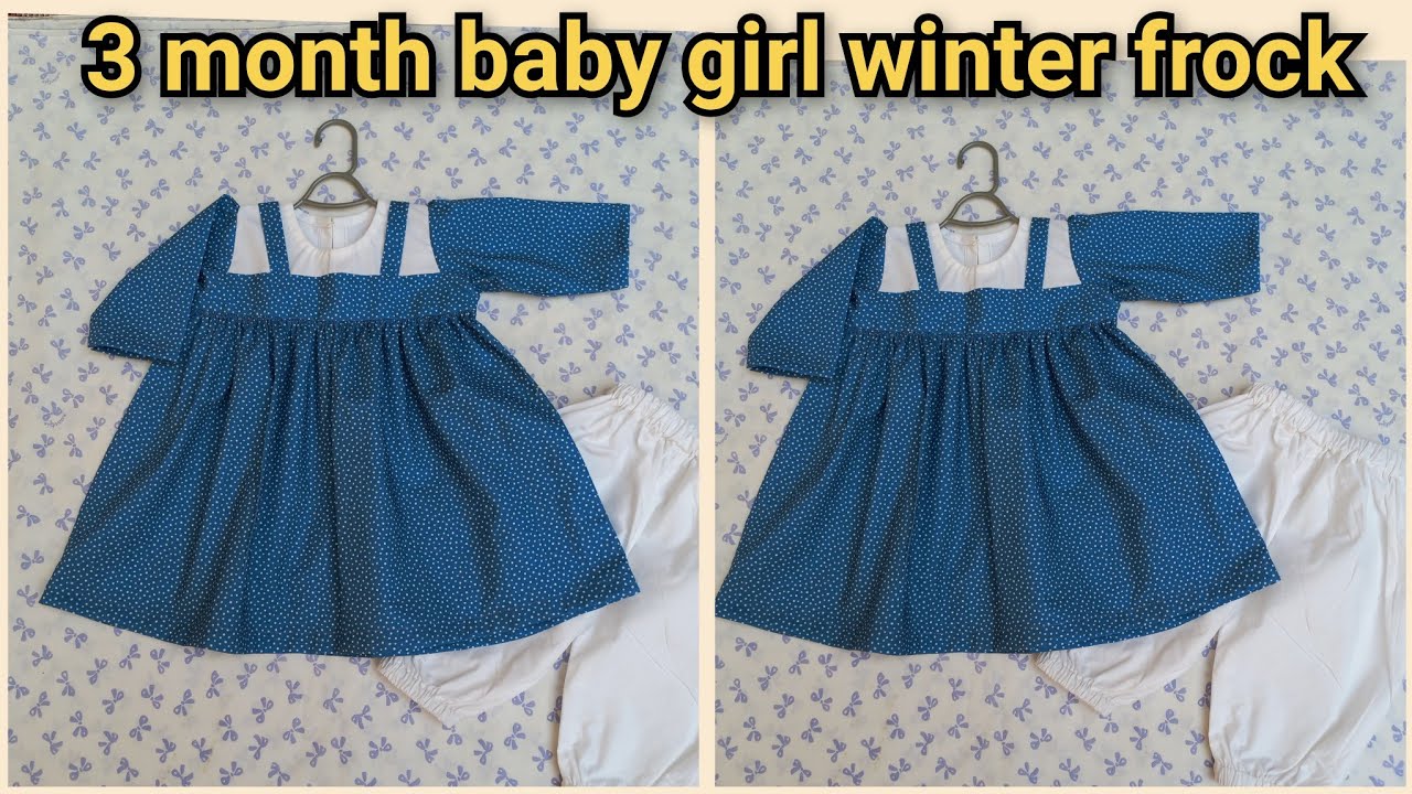 3 month baby girl winter frock complete cutting stitching@StFashionHub
