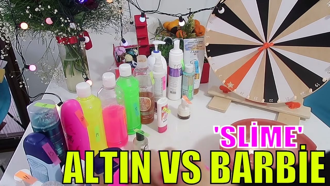 ALTIN VS BARBIE SLIME CHALLENGE ÇARKIFELEKTEN NE ÇIKARSA SLIME #DIYSLIME Bidünya Oyuncak