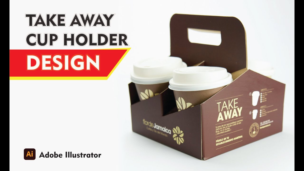 Take Away Coffee Cup Holder Design | Cup Tray | Box Design in adobe illustrator