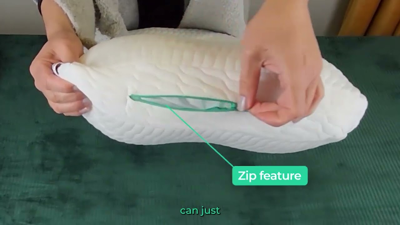 The Original Pillow with a Hole V2™ as demonstrated by Frankii