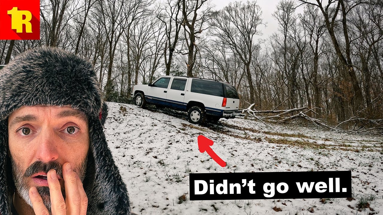 I Tried To CLIMB A SNOWY HILL In My 1995 GMC SUBURBAN!! It Didn't Go Well...