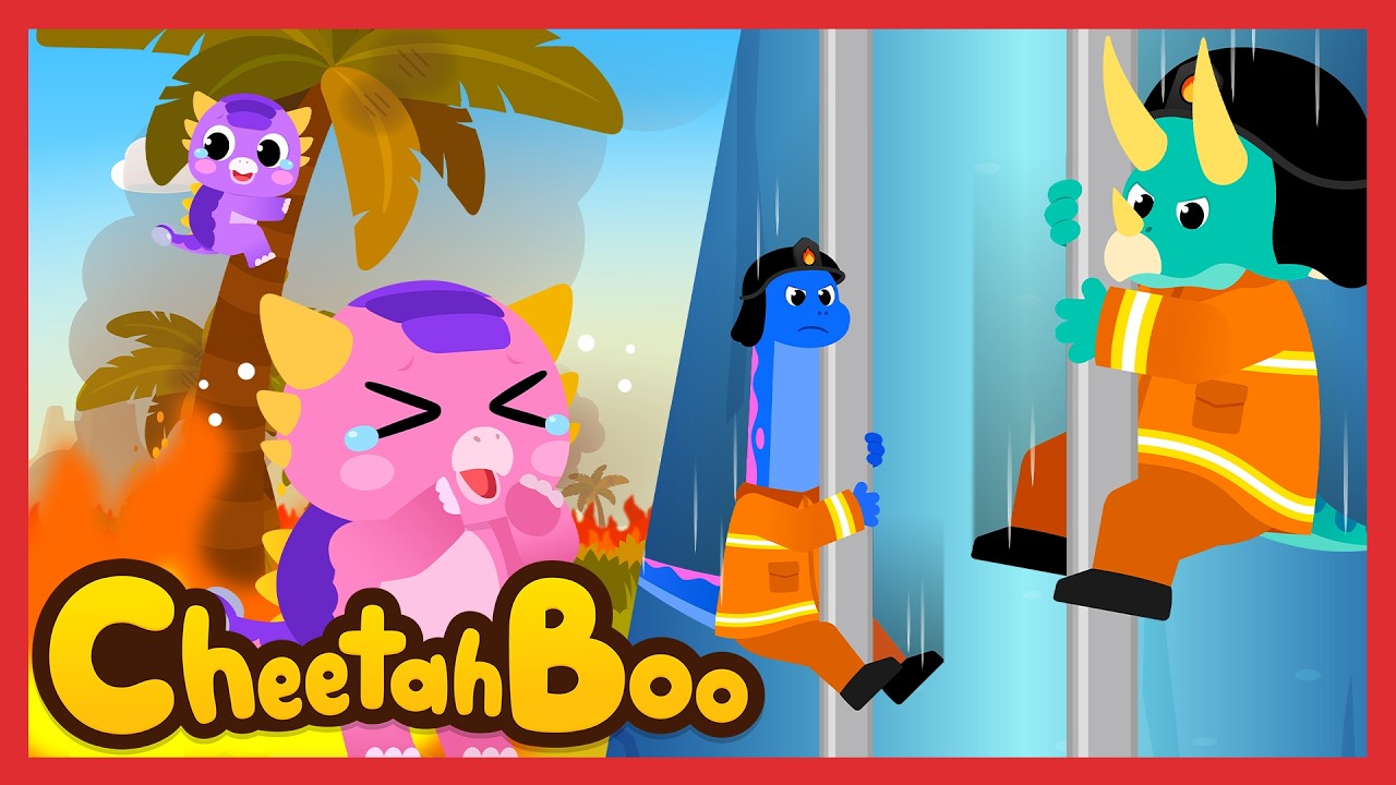 Emergency! Dino Firefighter!🚒🦖 | Dinosaur & Fire truck | Nursery rhymes & Kids Song | #Cheetahboo