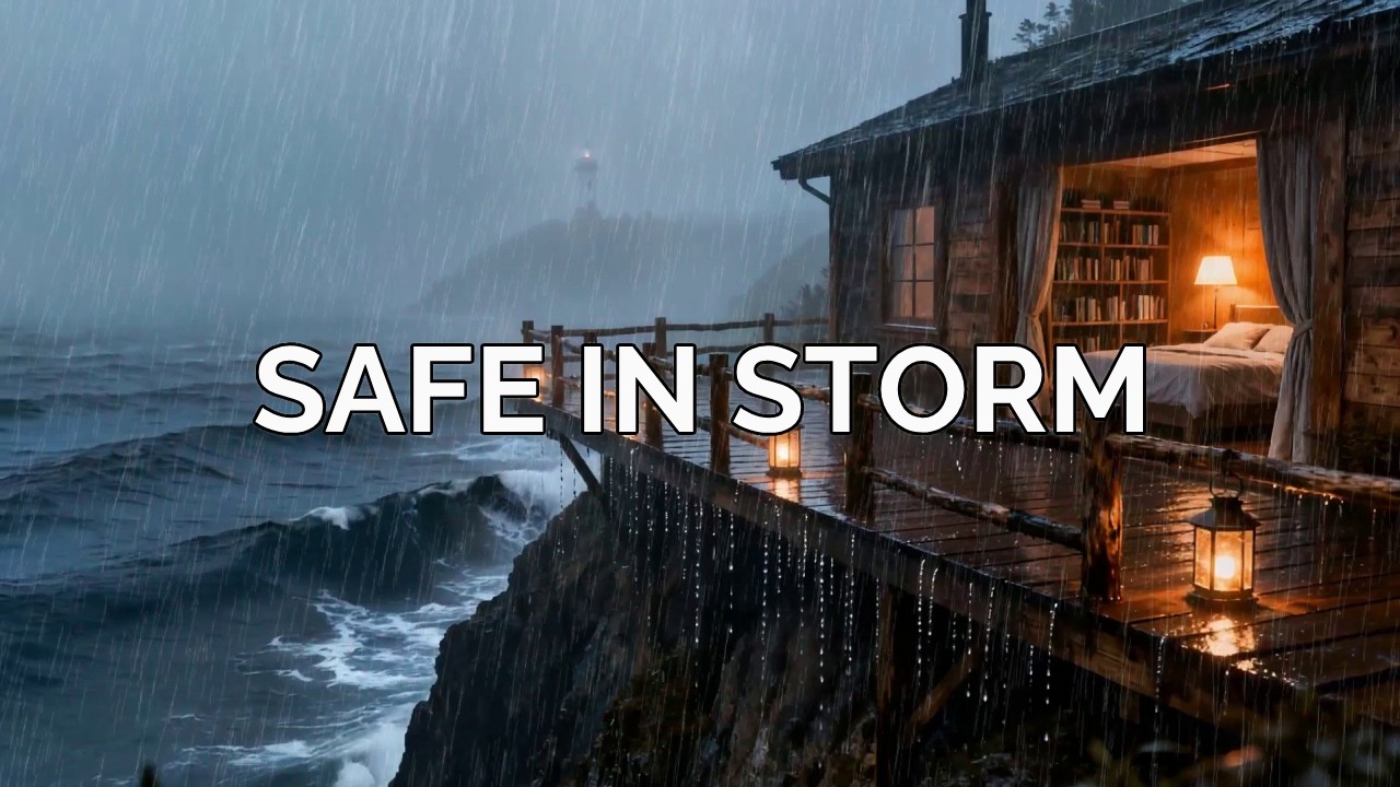 12 Hours [Ocean Sanctuary] Stormy Night Rain at a Cliffside Lodge to Stop Overthinking and Just Rest