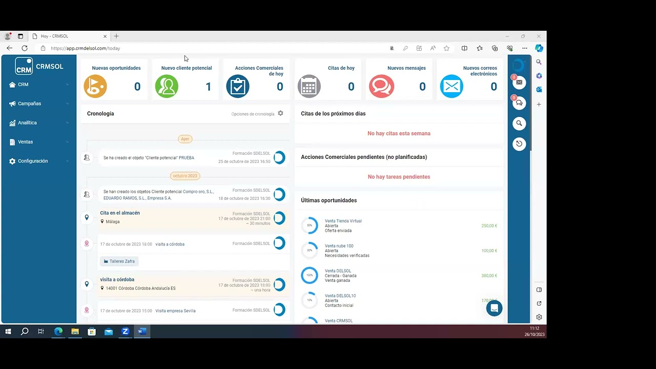 Software del Sol CRMSOL Octubre 2023