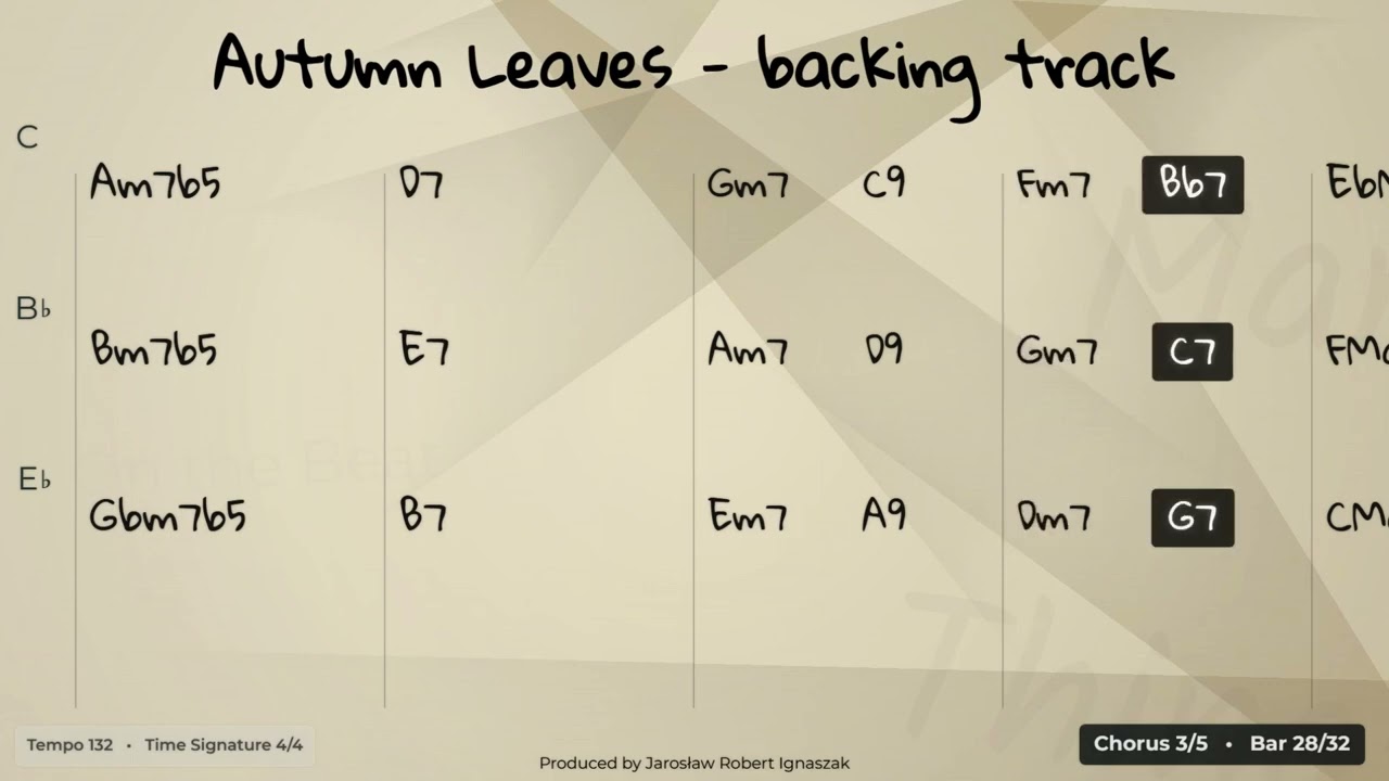 Autumn Leaves - Jazz Backing Track | 132 BPM | Medium Swing