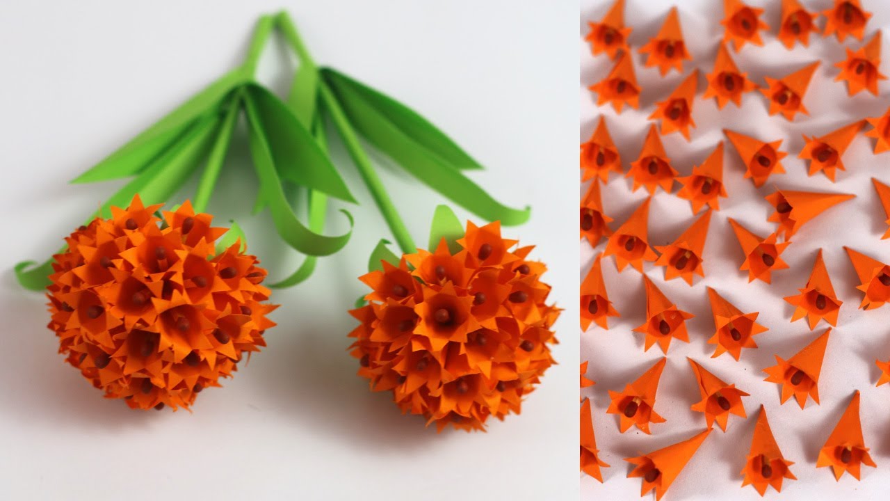 Very Easy Paper Stick Flowers |  Easy Paper Flower Making | DIY Paper Craft For School