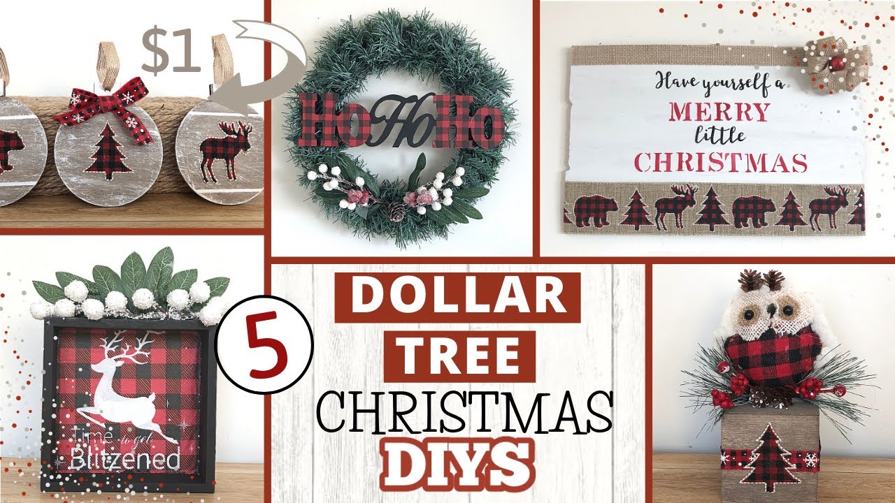 5 DOLLAR TREE CHRISTMAS FARMHOUSE DIY’s | Red and Black Buffalo Check DIY’s