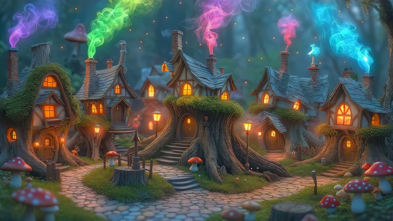 10 hours Fantasy Village 4k uhd 60fps screensaver windows 11 pc Vj loop magical houses