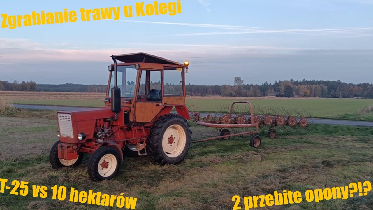 ☆Zgrabianie trawy u Kolegi 2025!!☆2 przebite opony?!?!☆T-25 vs 10ha?!?☆T-25 & Agromet☆Vlog #125☆