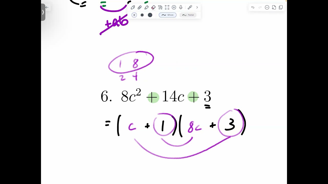 [Alg1] Factoring Quadratic Expressions: Part 2