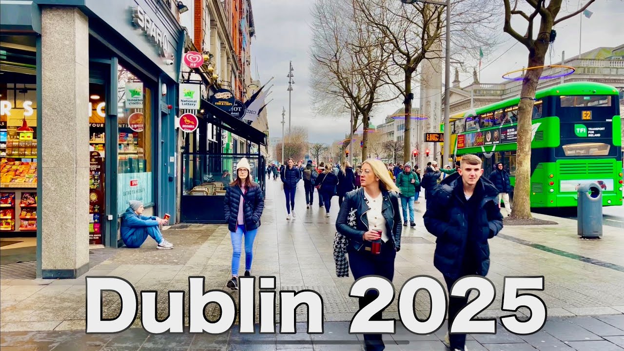 Dublin City centre walking tour Feb 2025| 4k Dublin Ireland, uhd 60fps