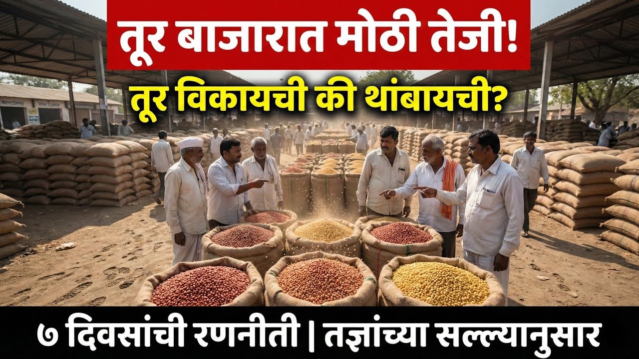 तूर बाजारात मोठी तेजी! आज विकायचं की थांबायचं? | Tur bajar Bhav तज्ञांचा इशारा! तूर कुठपर्यंत जाईल?