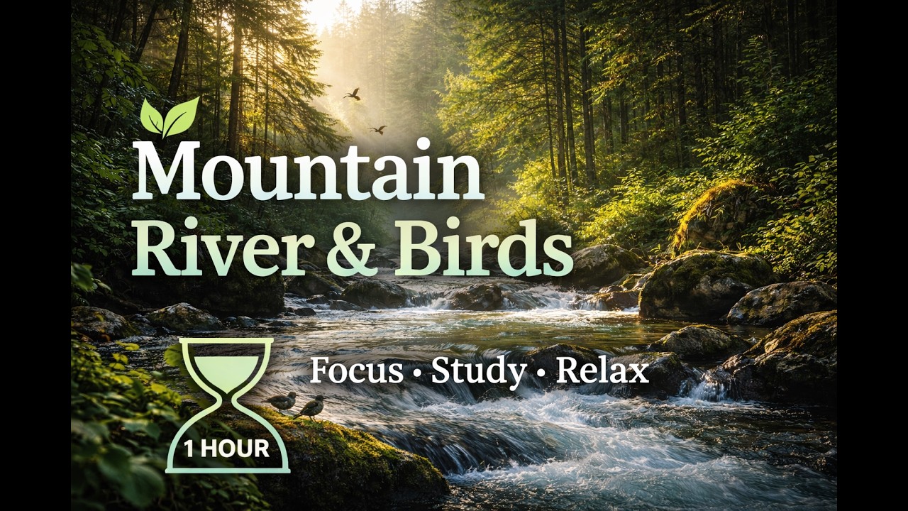 Mountain River & Birds 🌿 Peaceful Forest Stream Sounds for Deep Focus, Study & Relaxation 1 Hour