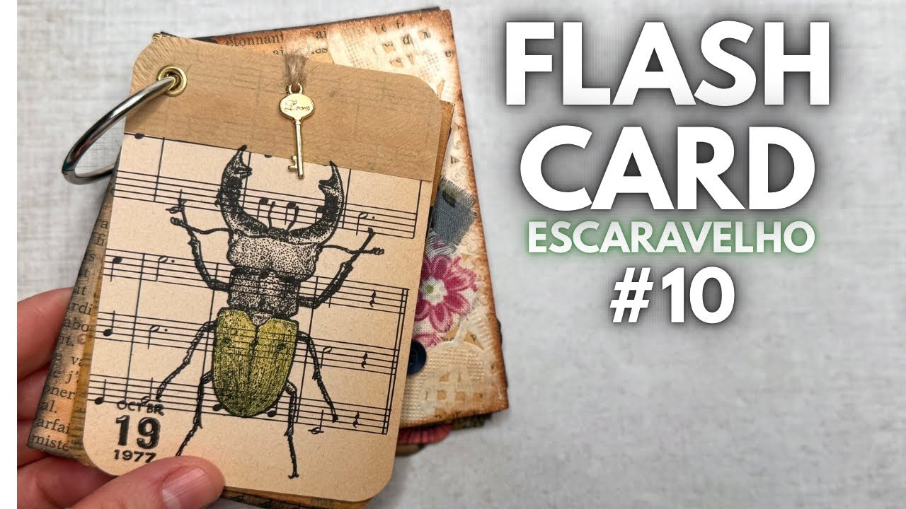 Flash Card Vintage N°10 🪲 Escaravelho | Ideia Criativa para Junk Journal
