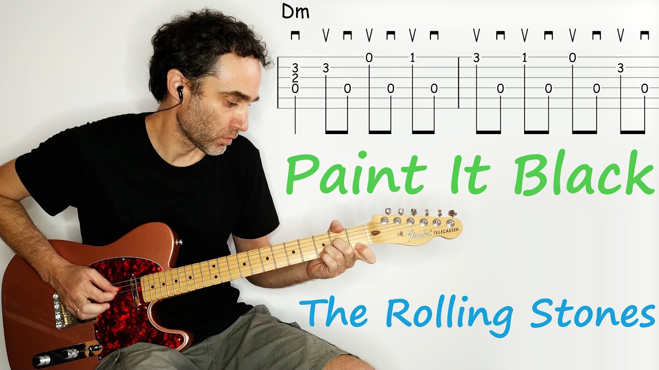 Paint It Black - The Rolling Stones - Guitar lesson / tutorial / cover with tab