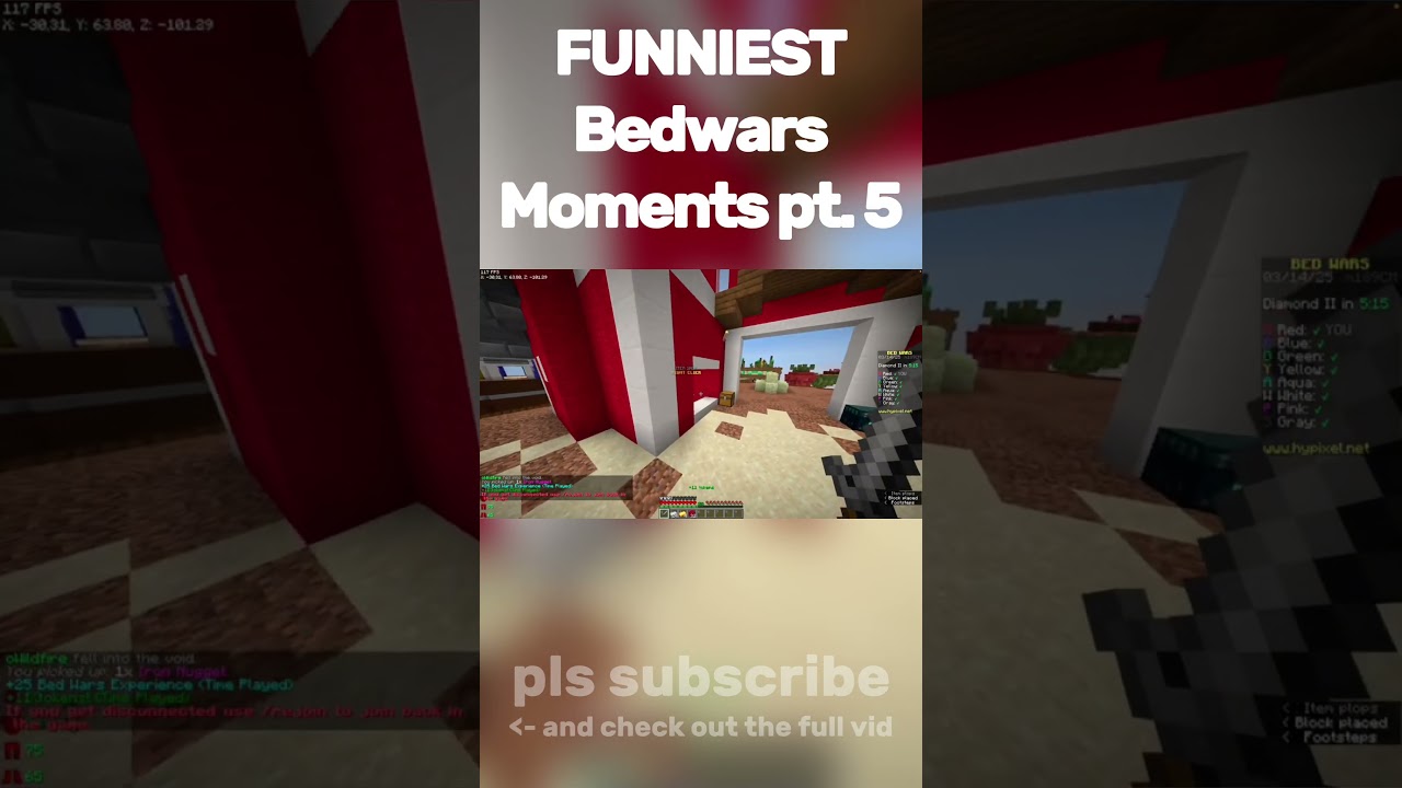 Funniest Bedwars Moments 5 #shorts  #minecraft #hypixel  #funny