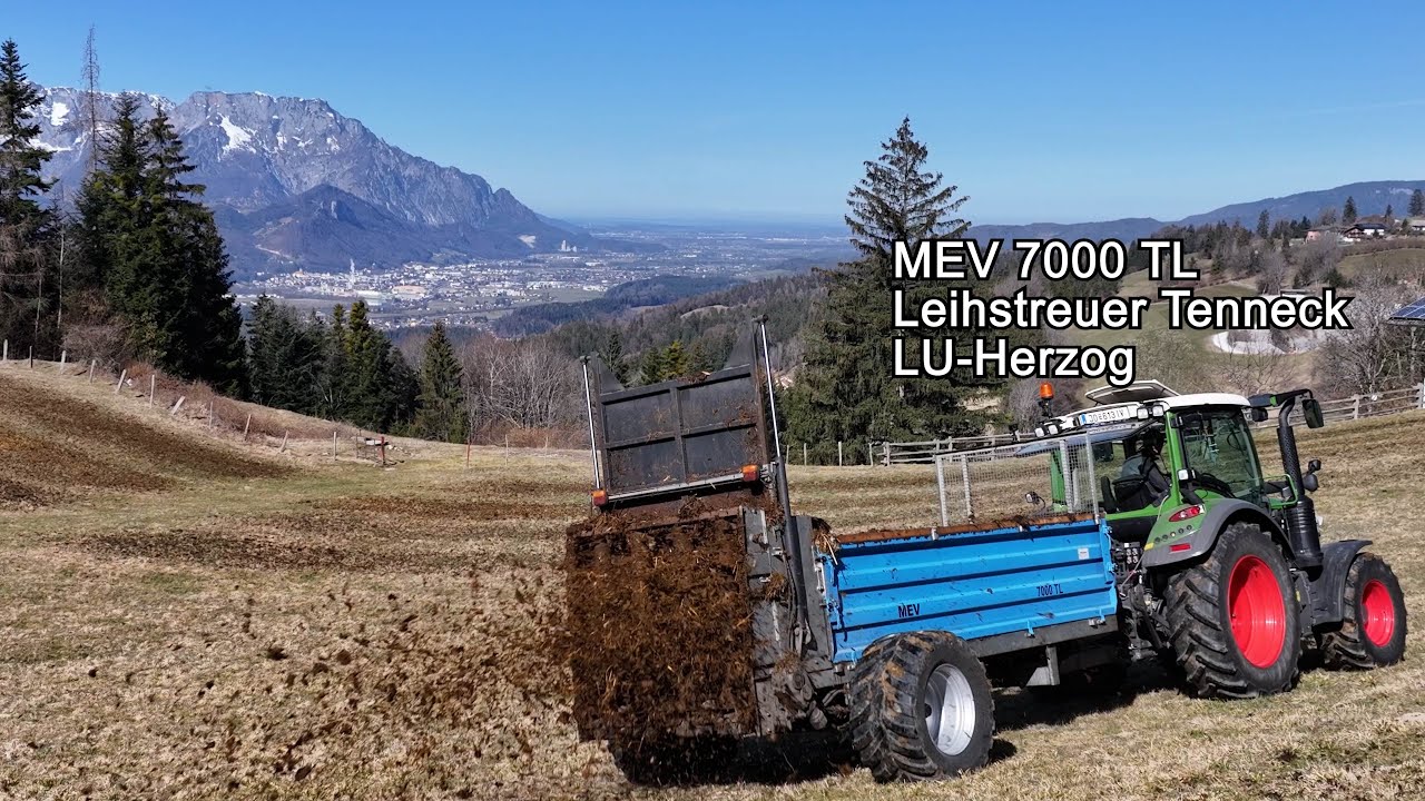Alt, aber bezahlt– Miststreuen mit MEV 7000 am Fendt 310 Vario Power & Massey Ferguson 4225; Alpen
