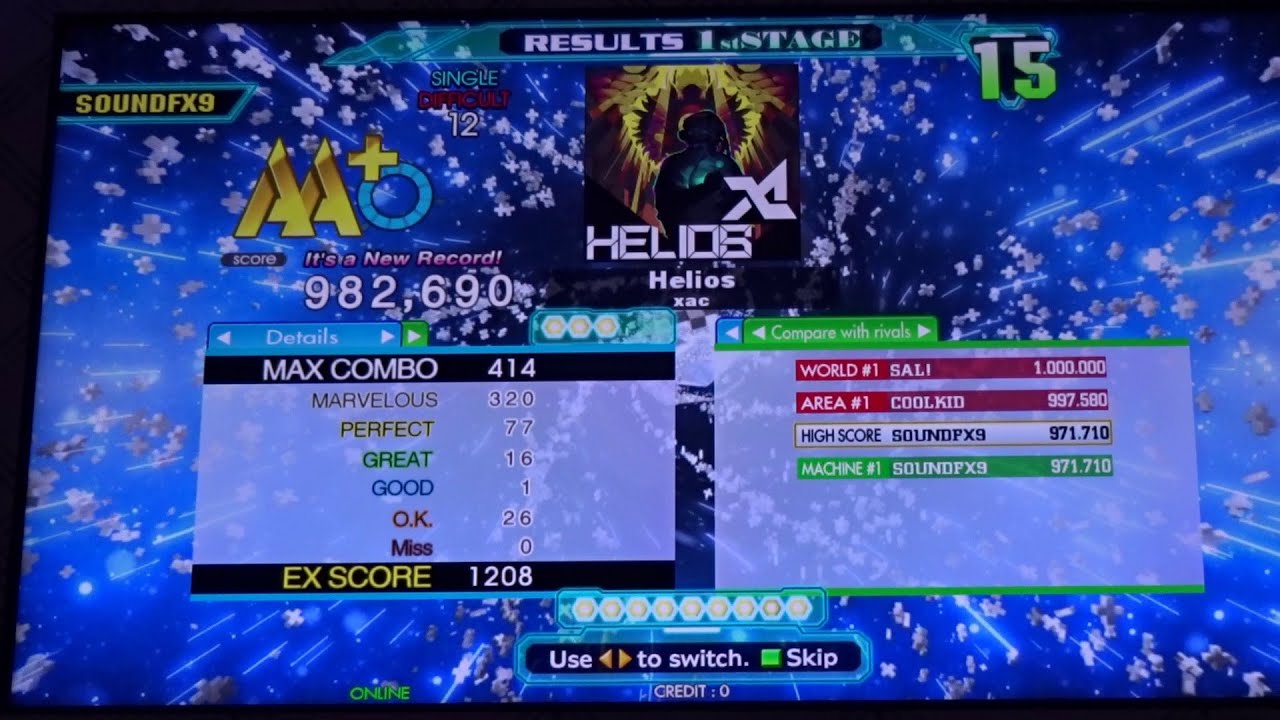 Helios - DIFFICULT (12) - AA#670 (Good Full Combo) on Dance Dance Revolution A20 PLUS (AC, US)