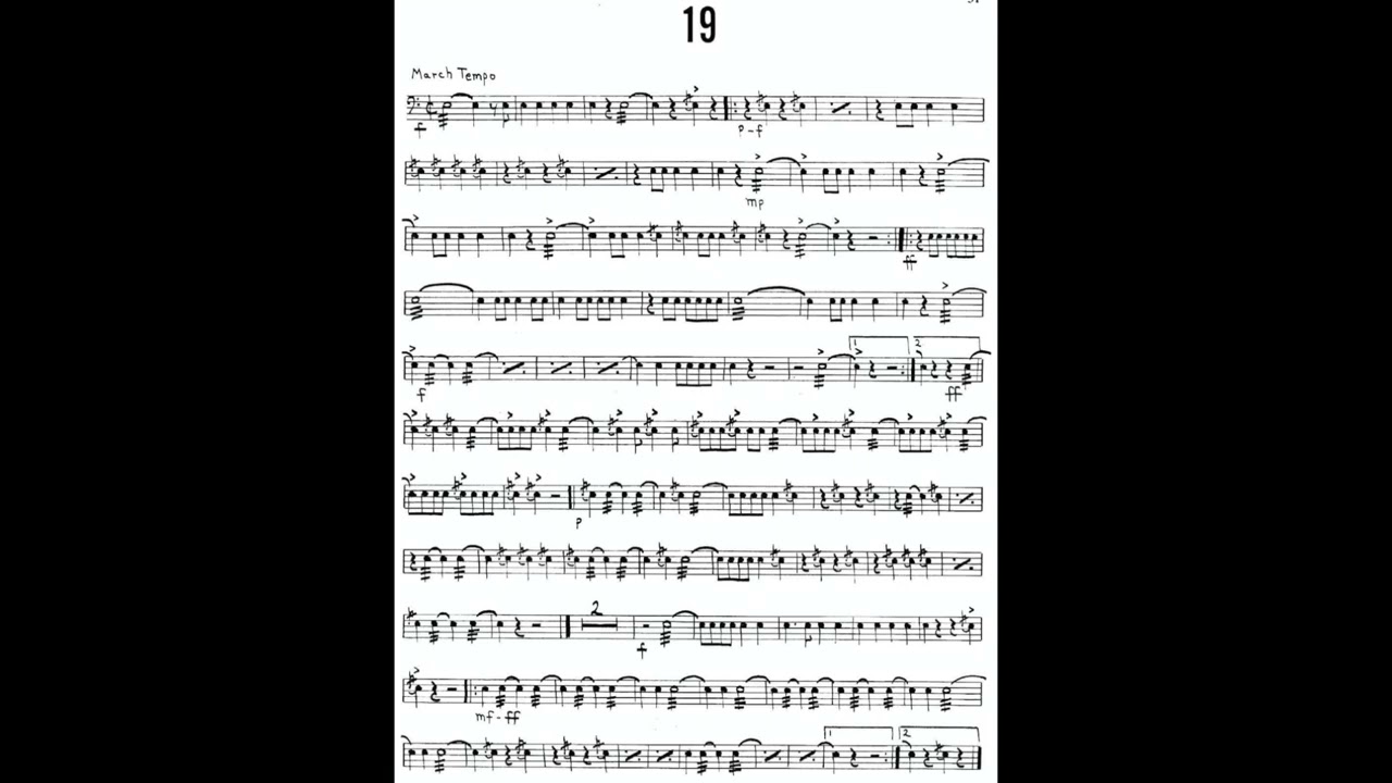 MITCHELL PETERS STUDY Nº19 from INTERMEDIATE STUDIES FOR SNARE DRUM with piano accompaniment.