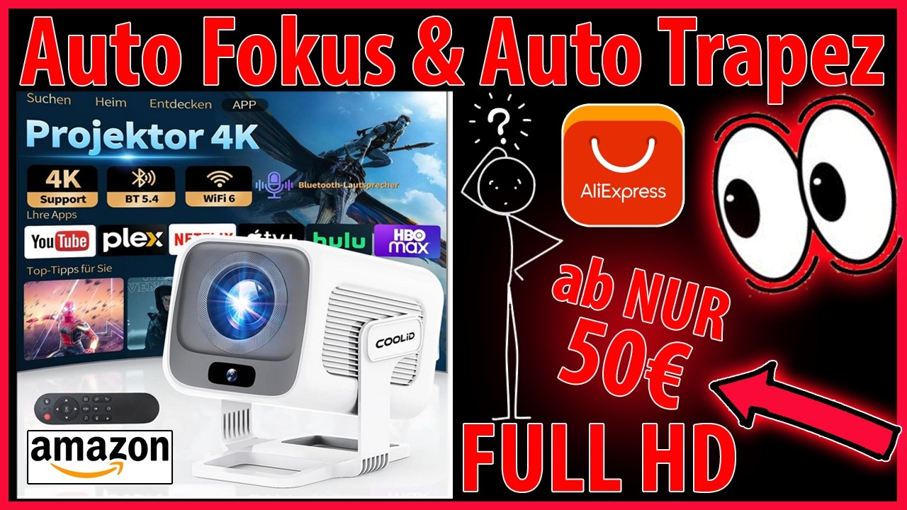 50€ Beamer ÜBERTRIFFT ALLE ERWARTUNGEN! Cool ID Projektor Full HD, Autofokus & Android OS System