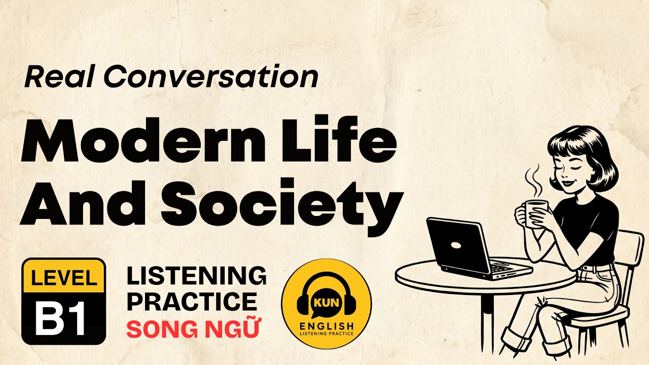 English Listening Practice B1 &ndash; Modern Life & Society | Fake News, Stress & Daily Skills