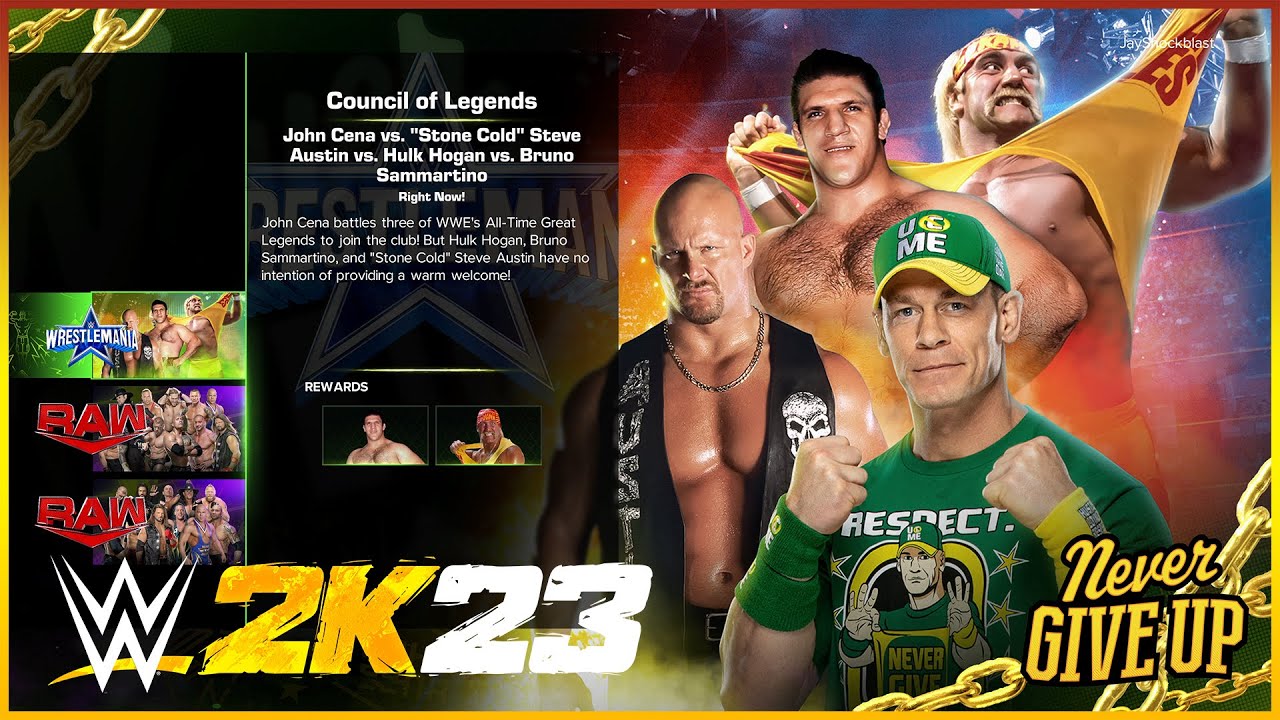 WWE 2K23 Showcase Council of Legends John Cena vs Steve Austin vs Hulk Hogan vs Bruno Sammartino